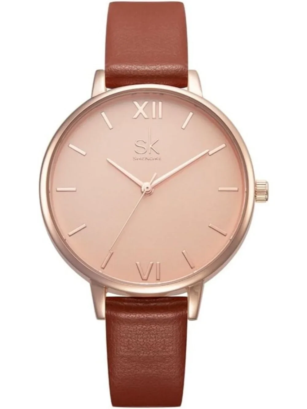 Women's Brown Creative Simplicity Genuine Leather Ladies Elegant Wrist Watches